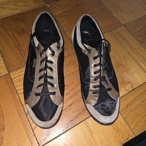 Salvatore Ferragamo Black and Bronze Sneakers